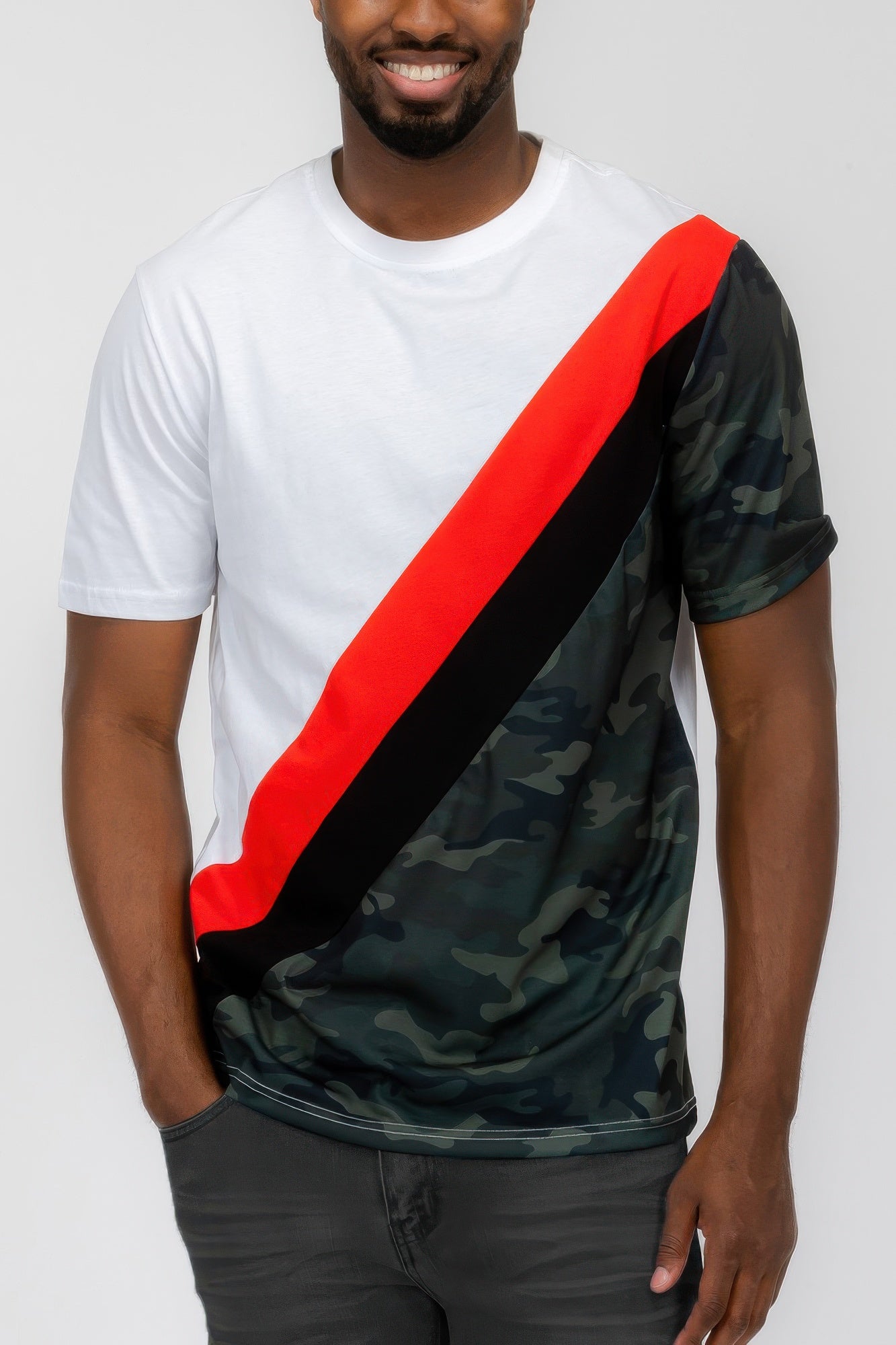 Short Sleeve Camo Color Block T-shirt