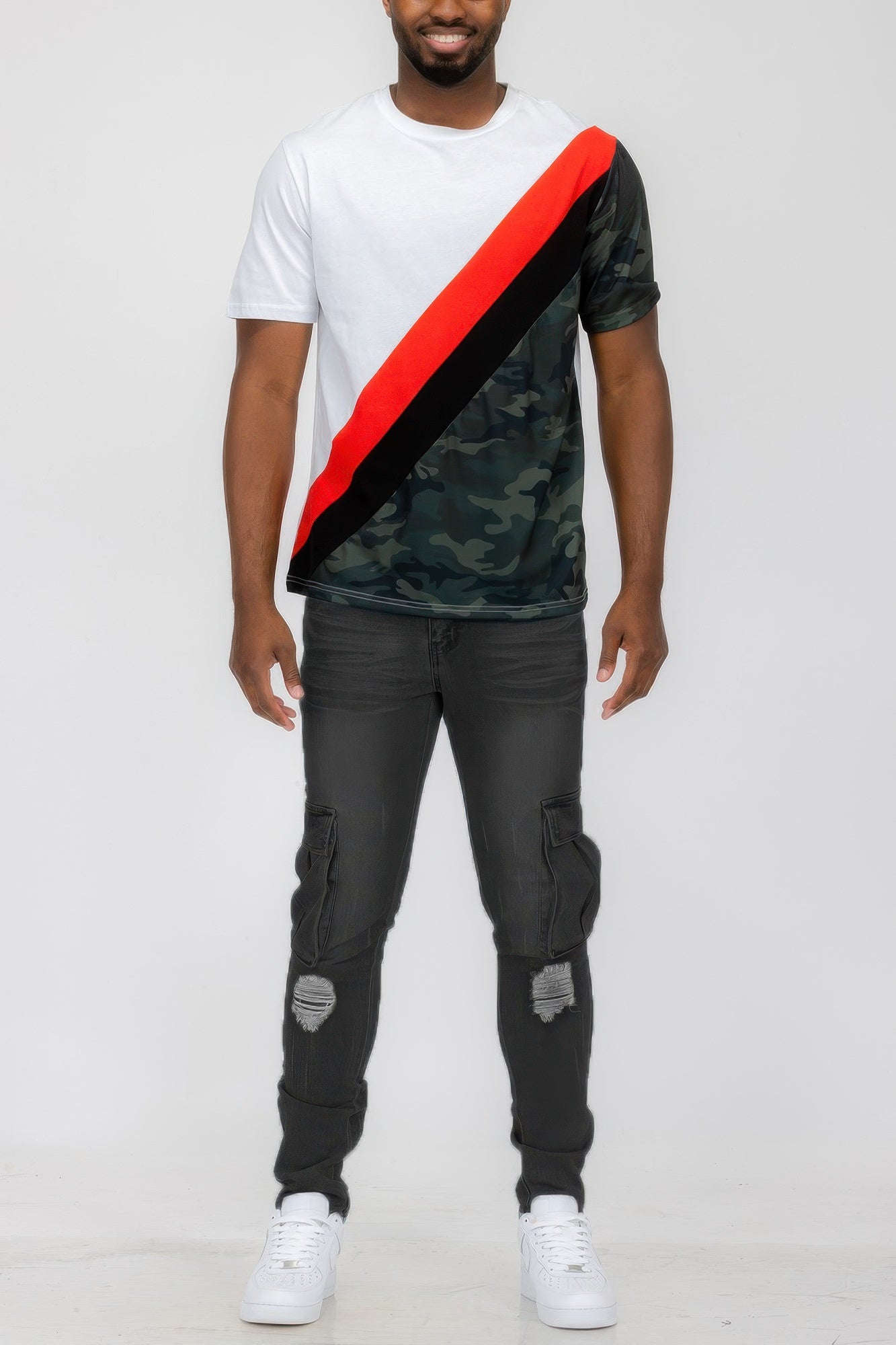 Short Sleeve Camo Color Block T-shirt