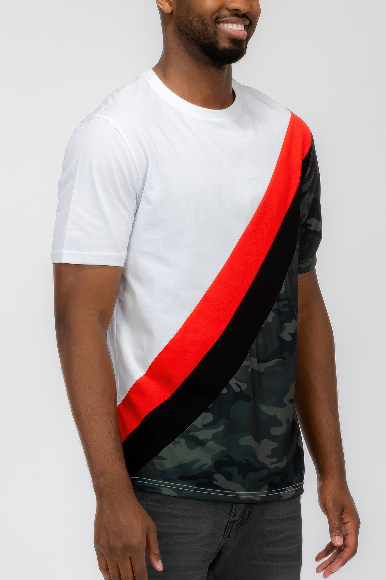 Short Sleeve Camo Color Block T-shirt