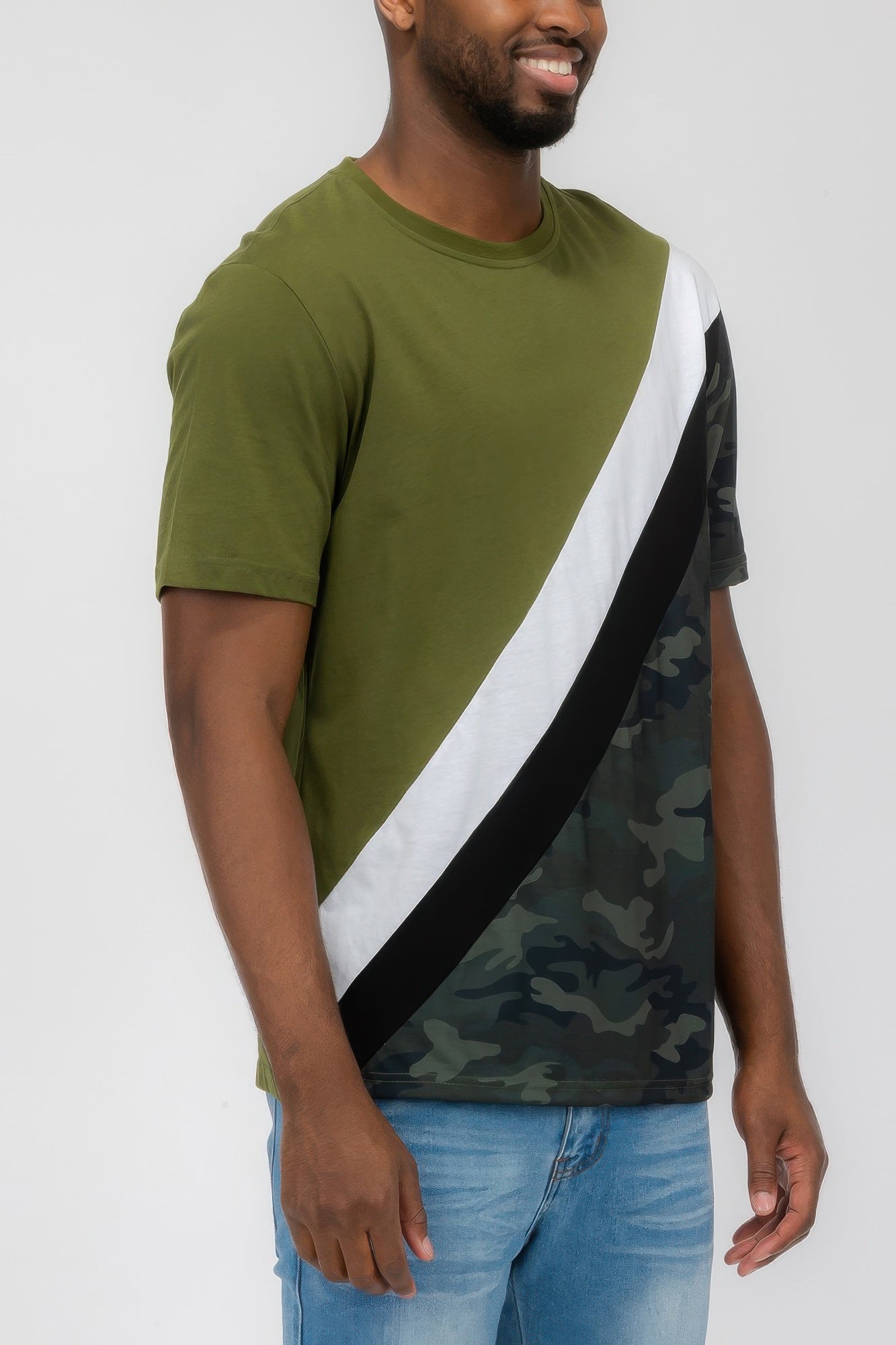 Short Sleeve Camo Color Block T-shirt