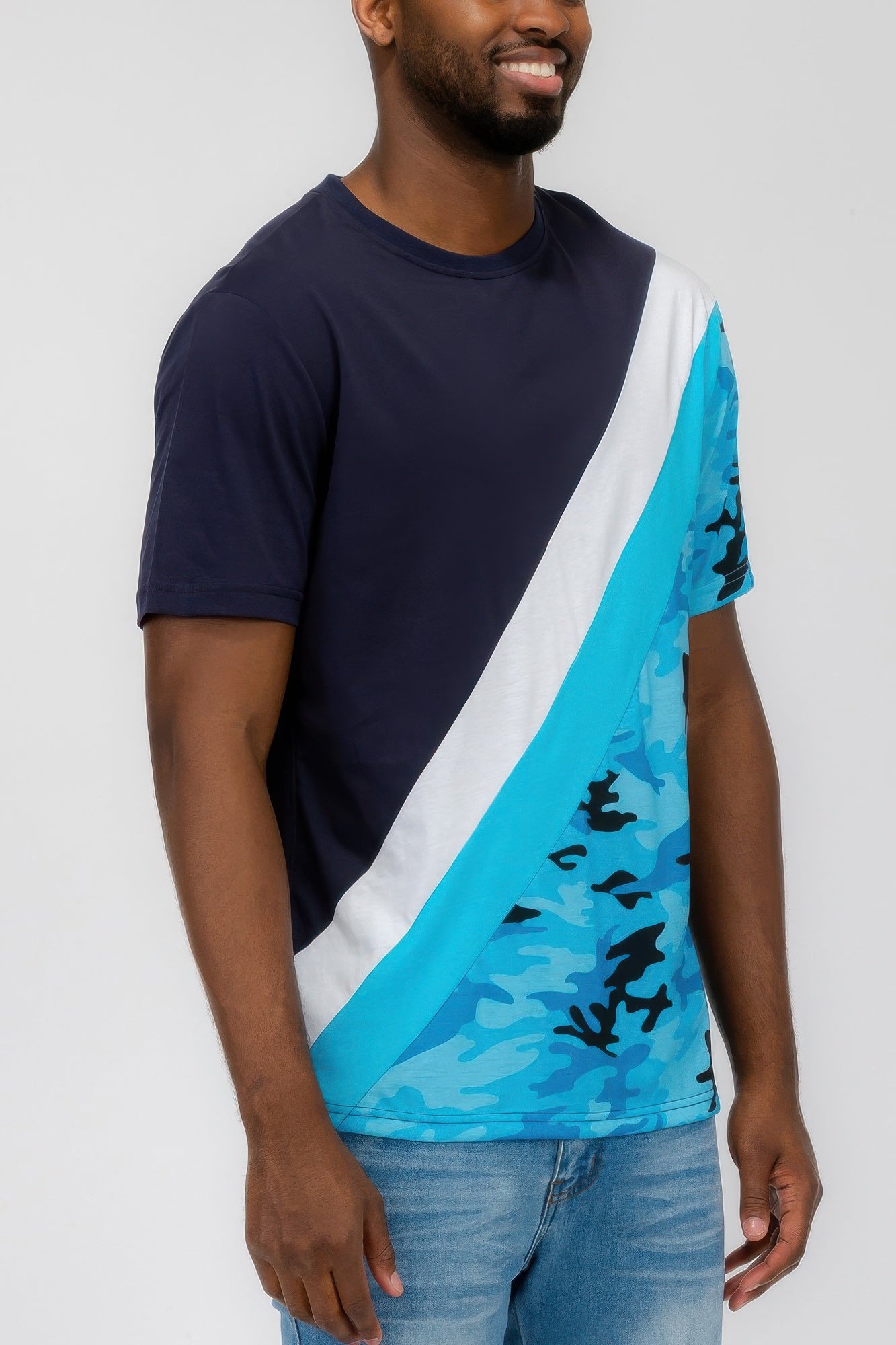 Short Sleeve Camo Color Block T-shirt