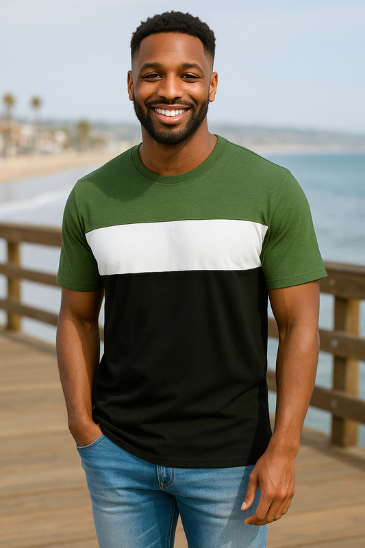 Mens Color Block Short Sleeve Tshirt
