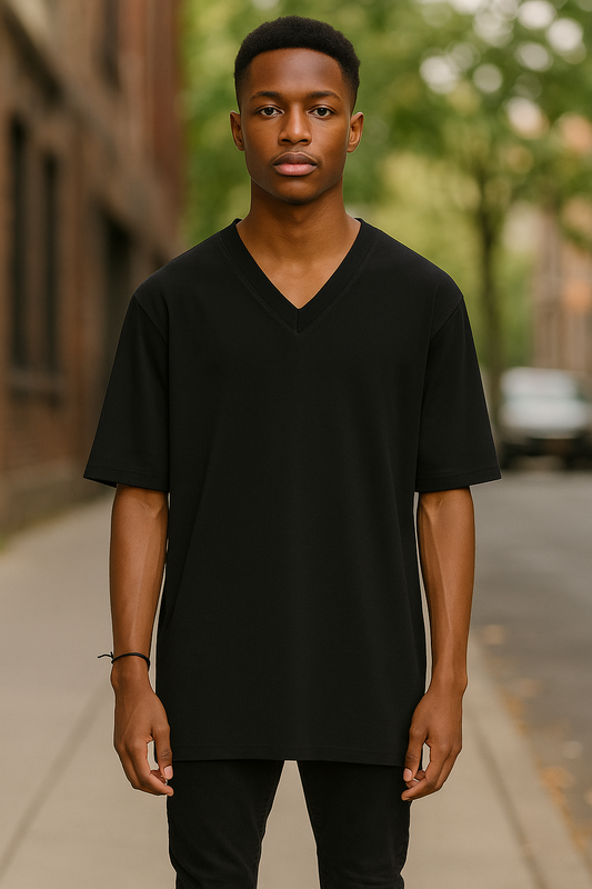 Mens Cotton Vneck French Terry Tshirt
