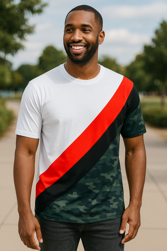 Short Sleeve Camo Color Block T-shirt